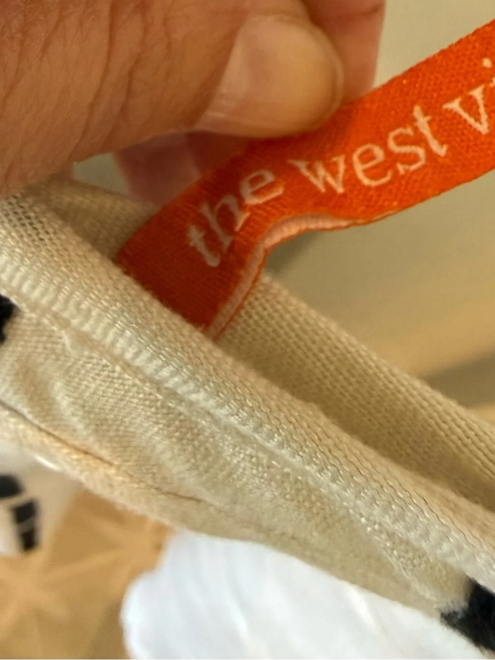 The West Village London. Linen. Classic Ivory A-Line Skirt with Black Stripes.